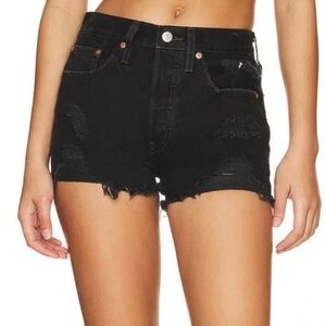 Levi’s 501 Distressed Denim Shorts, Black, 31